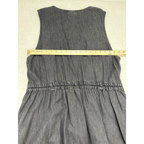 Vtg LL Bean Denim Button Front Jumper Dress Plus Size 20 Petite Grey USA Made - Picture 6 of 7
